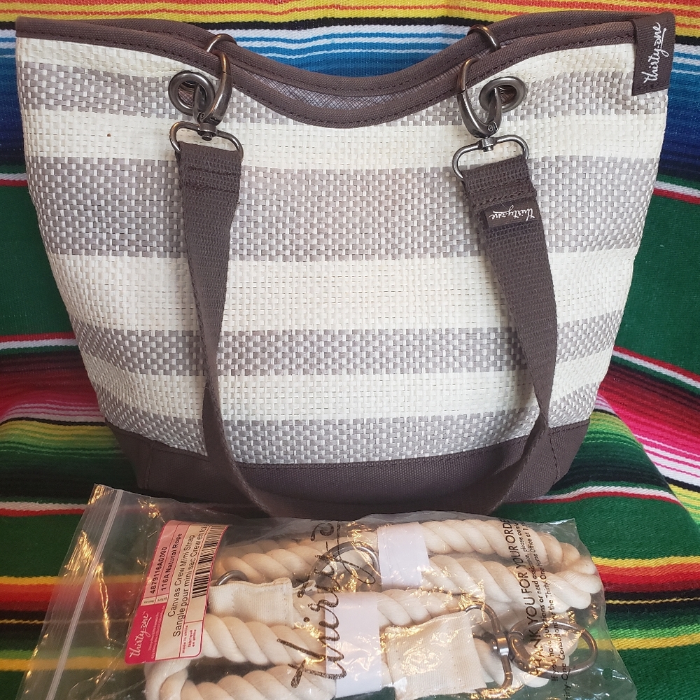 Thirty One Canvas Crew Straw Tote Bag